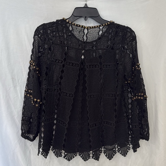 ANTHROPOLOGIE MAEVE AURALIS BLACK LACE TOP WITH GROMMETS XS - Picture 5 of 5